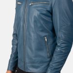 Men's Mack Blue Leather Biker Jacket
