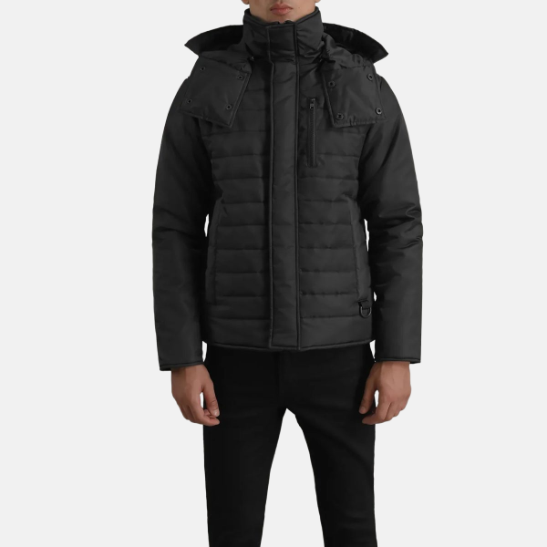 Men's Malcolm Black Hooded Puffer Jacket