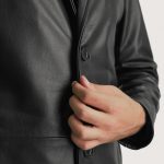 Men's Mateo Black Leather Single Breasted Coat