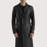 Men's Mateo Black Leather Single Breasted Coat