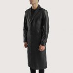 Men's Mateo Black Leather Single Breasted Coat