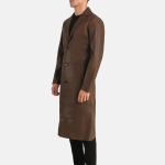 Men's Mateo Brown Leather Single Breasted Coat