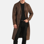 Men's Mateo Brown Leather Single Breasted Coat