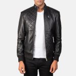 Men's Moda Black Leather Bomber Jacket