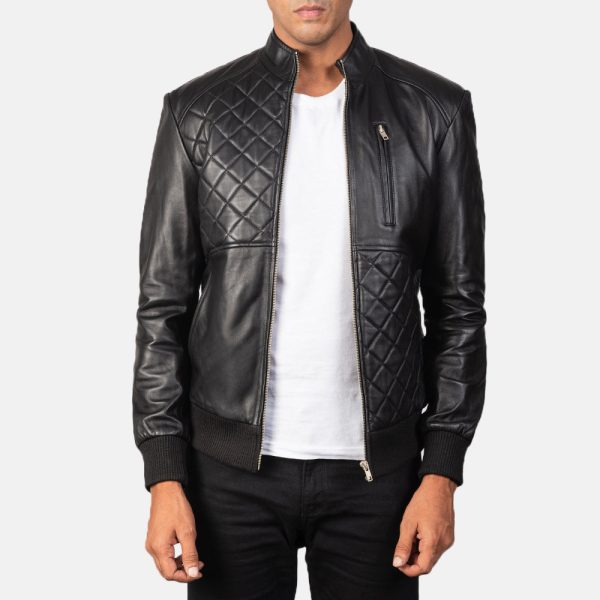 Men's Moda Black Leather Bomber Jacket