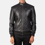 Men's Moda Black Leather Bomber Jacket