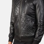 Men's Moda Black Leather Bomber Jacket