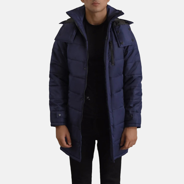 Men's Moore Blue Hooded Parka Jacket