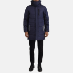 Men's Moore Blue Hooded Parka Jacket