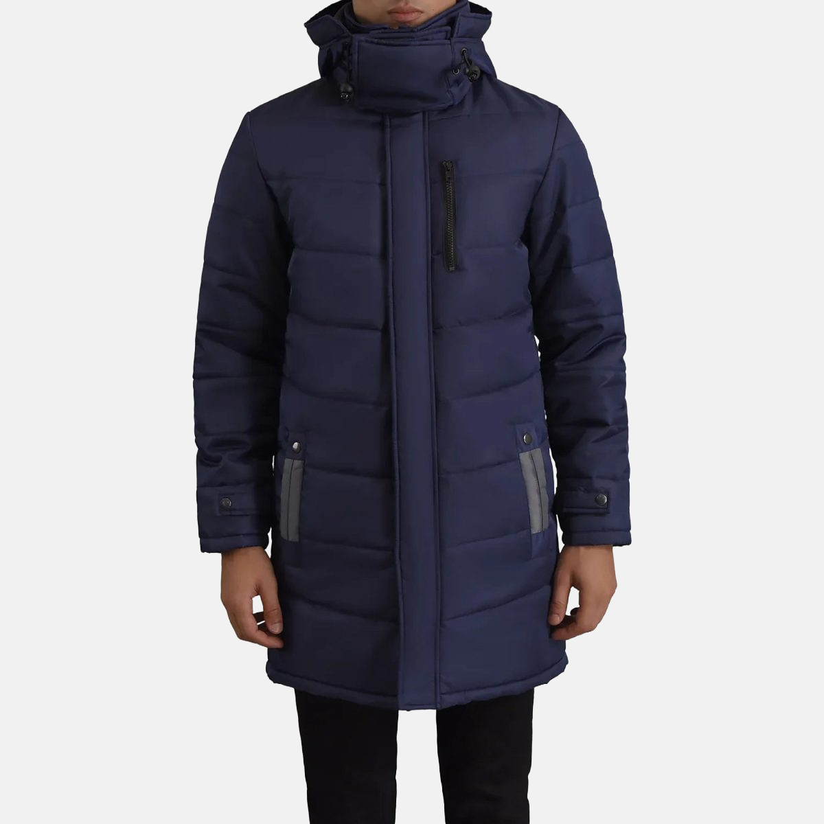 Men's Moore Blue Hooded Parka Jacket