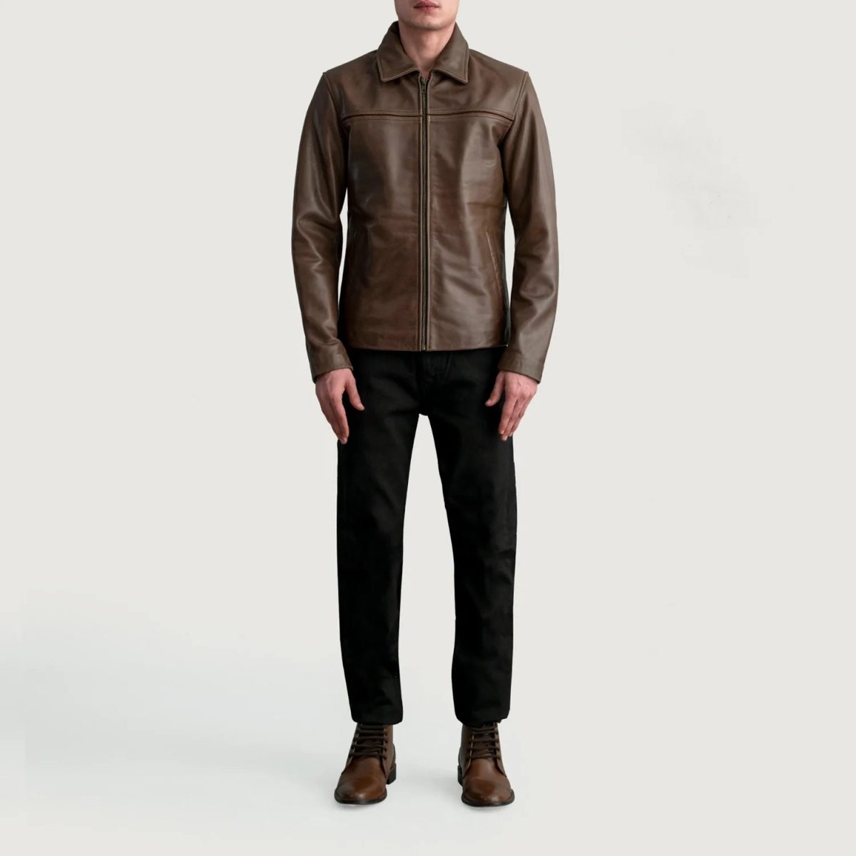 Men's Mystical Pullup Brown Leather Jacket