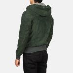 Men's Nintenzo Green Hooded Suede Bomber Jacket