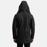 Men's Nolan Black Snuffed Leather Duffle Coat