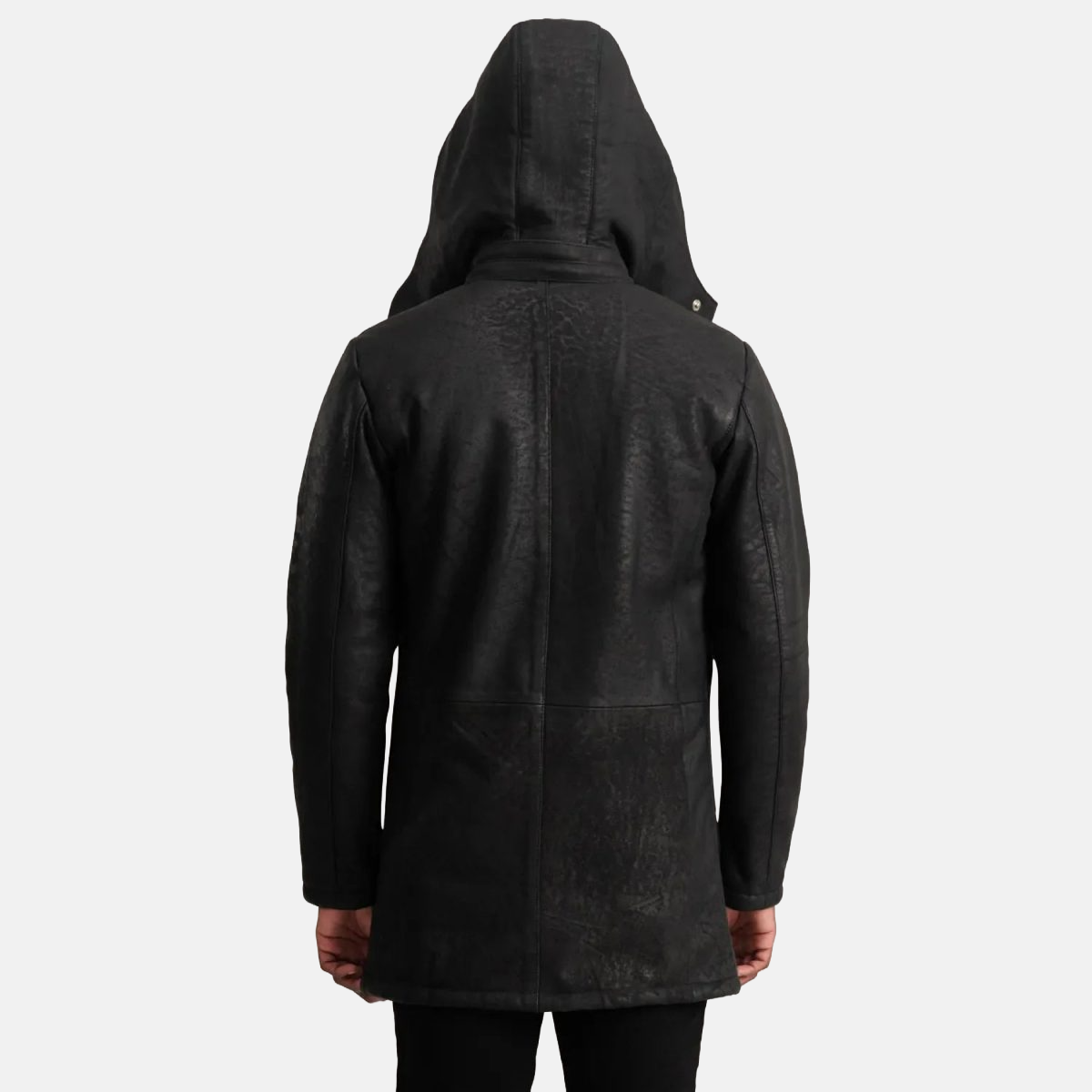 Men's Nolan Black Snuffed Leather Duffle Coat