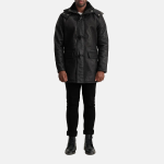 Men's Nolan Black Snuffed Leather Duffle Coat