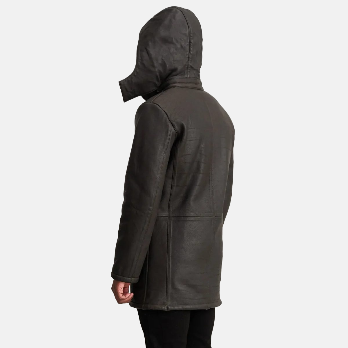 Men's Nolan Tumbled Brown Leather Duffle Coat