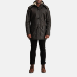 Men's Nolan Tumbled Brown Leather Duffle Coat