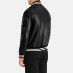 Men's Pascal Black Leather Varsity Bomber Jacket