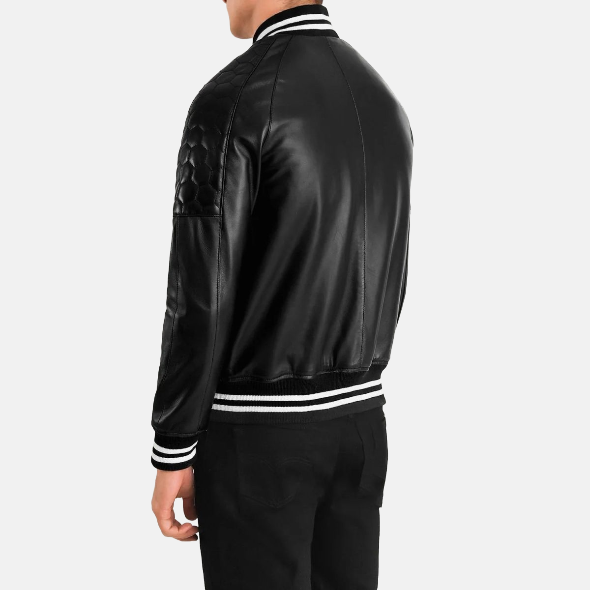 Men's Pascal Black Leather Varsity Bomber Jacket