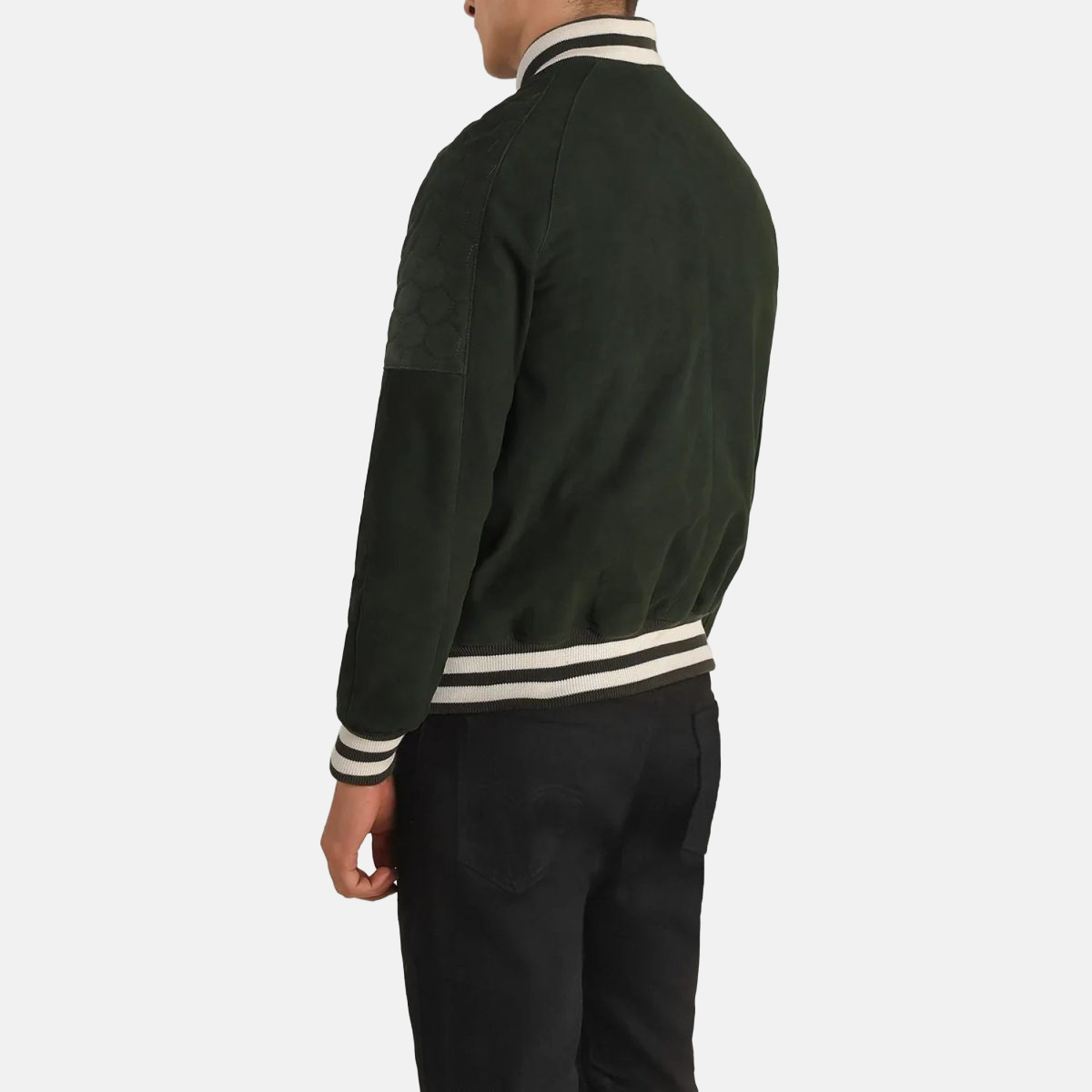 Men's Pascal Green Leather Varsity Bomber Jacket