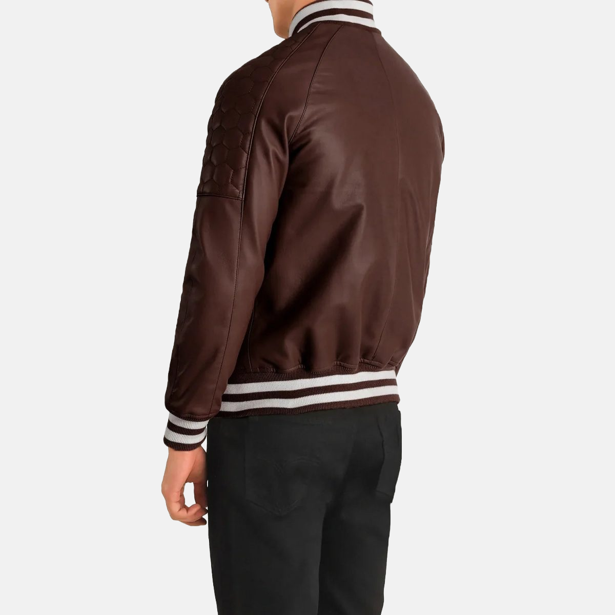 Men's Pascal Maroon Leather Varsity Bomber Leather Jacket