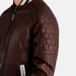Men's Pascal Maroon Leather Varsity Bomber Leather Jacket