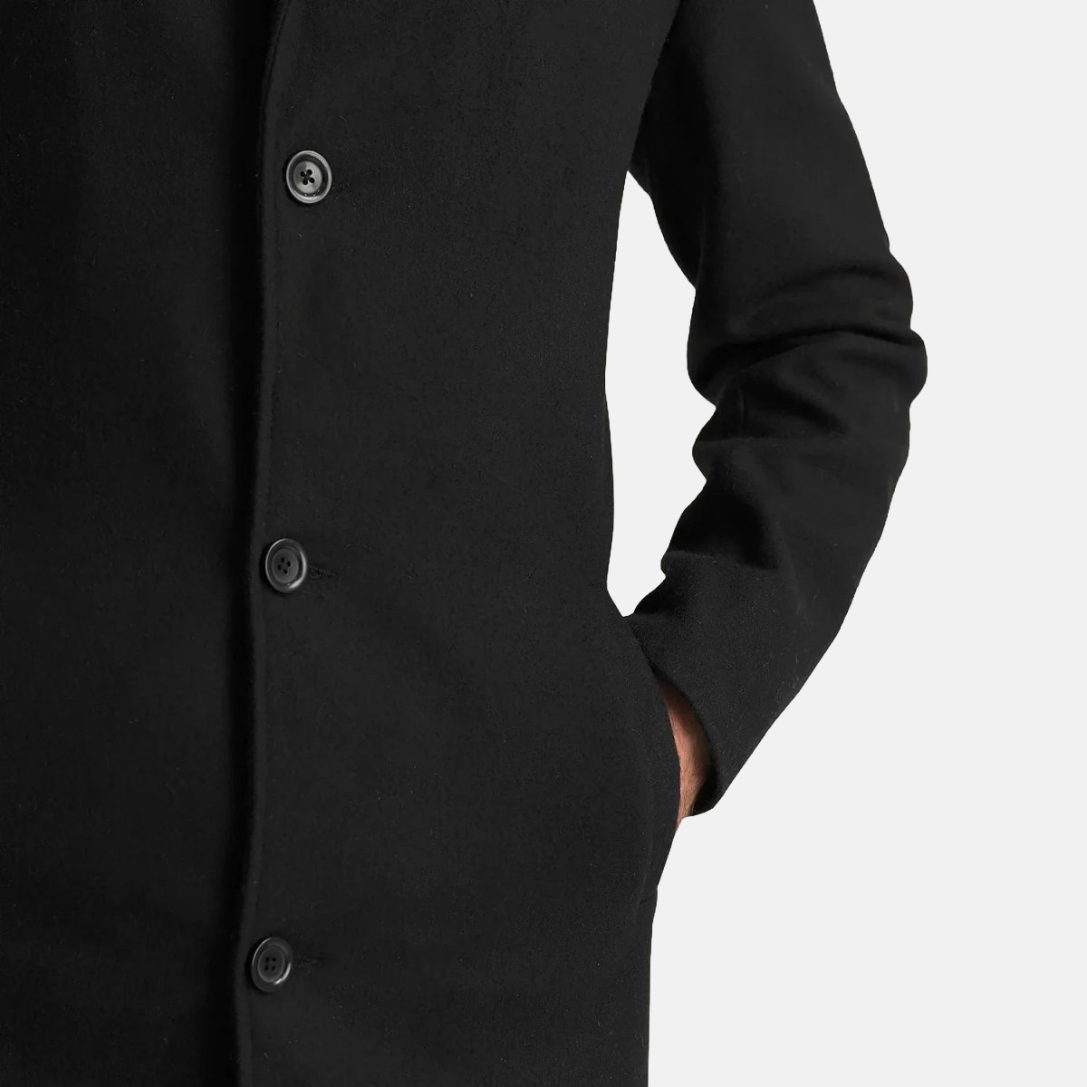 Men's Petrillo Black Wool Single Breasted Coat