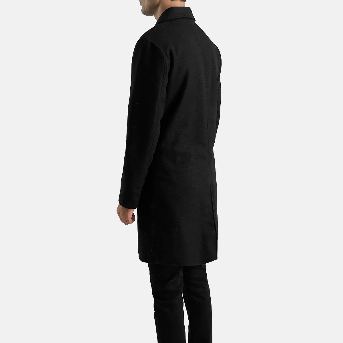 Men's Petrillo Black Wool Single Breasted Coat