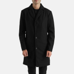 Men's Petrillo Black Wool Single Breasted Coat