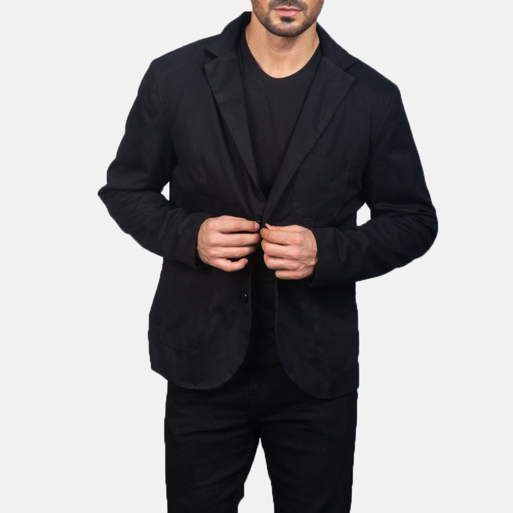 Men's Borges Black Cotton Blazer
