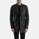 Men's Ray Cutler Black Leather Blazer Jacket