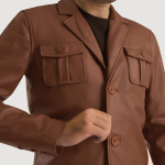 Men's Ray Cutler Tan Brown Leather Blazer Jacket