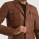 Men's Ray Cutler Brown Leather Blazer Jacket
