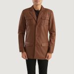Men's Ray Cutler Brown Leather Blazer Jacket