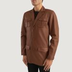 Men's Ray Cutler Brown Leather Blazer Jacket