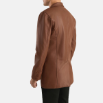 Men's Ray Cutler Tan Brown Leather Blazer Jacket