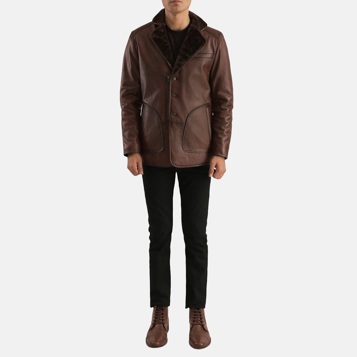 Men's Rocky Brown Fur Leather Jacket