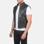 Men's Roland Black Leather Biker Vest