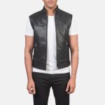 Men's Roland Black Leather Biker Vest