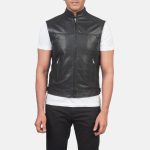Men's Roland Black Leather Biker Vest