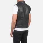 Men's Roland Black Leather Biker Vest
