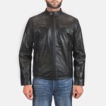 Men's Rustic Black Leather Biker Jacket