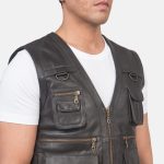 Men's Safari Brown Leather Vest