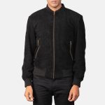 Men's Shane Black Suede Bomber Jacket