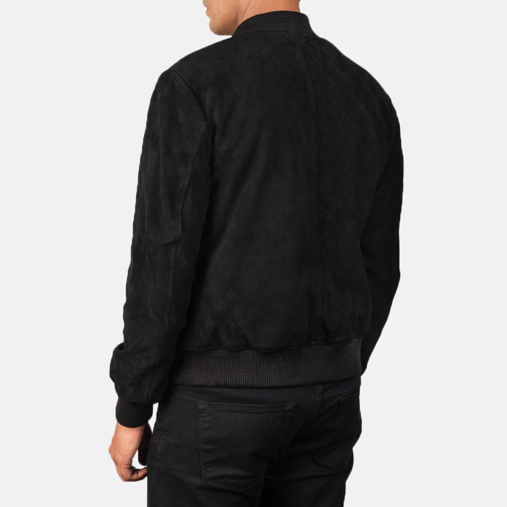 Men's Shane Black Suede Bomber Jacket