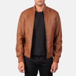 Men's Shane Brown Leather Bomber Jacket