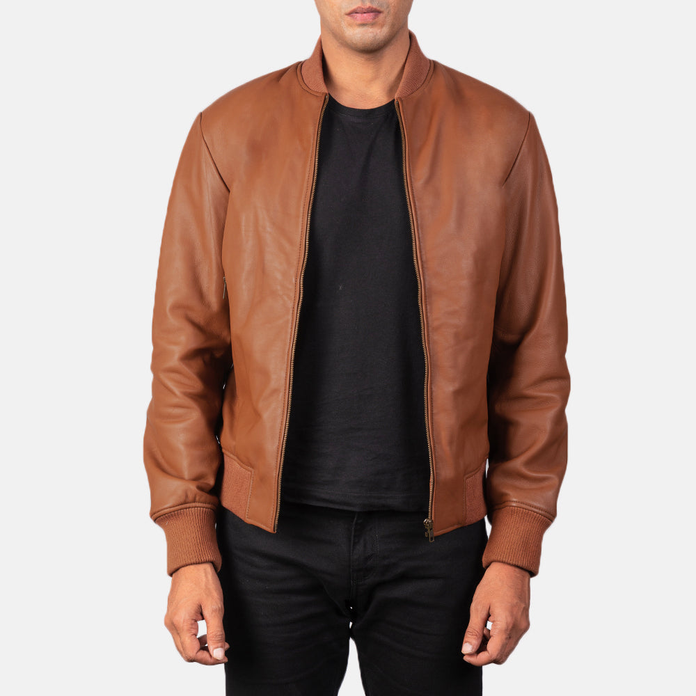 Men's Shane Brown Leather Bomber Jacket
