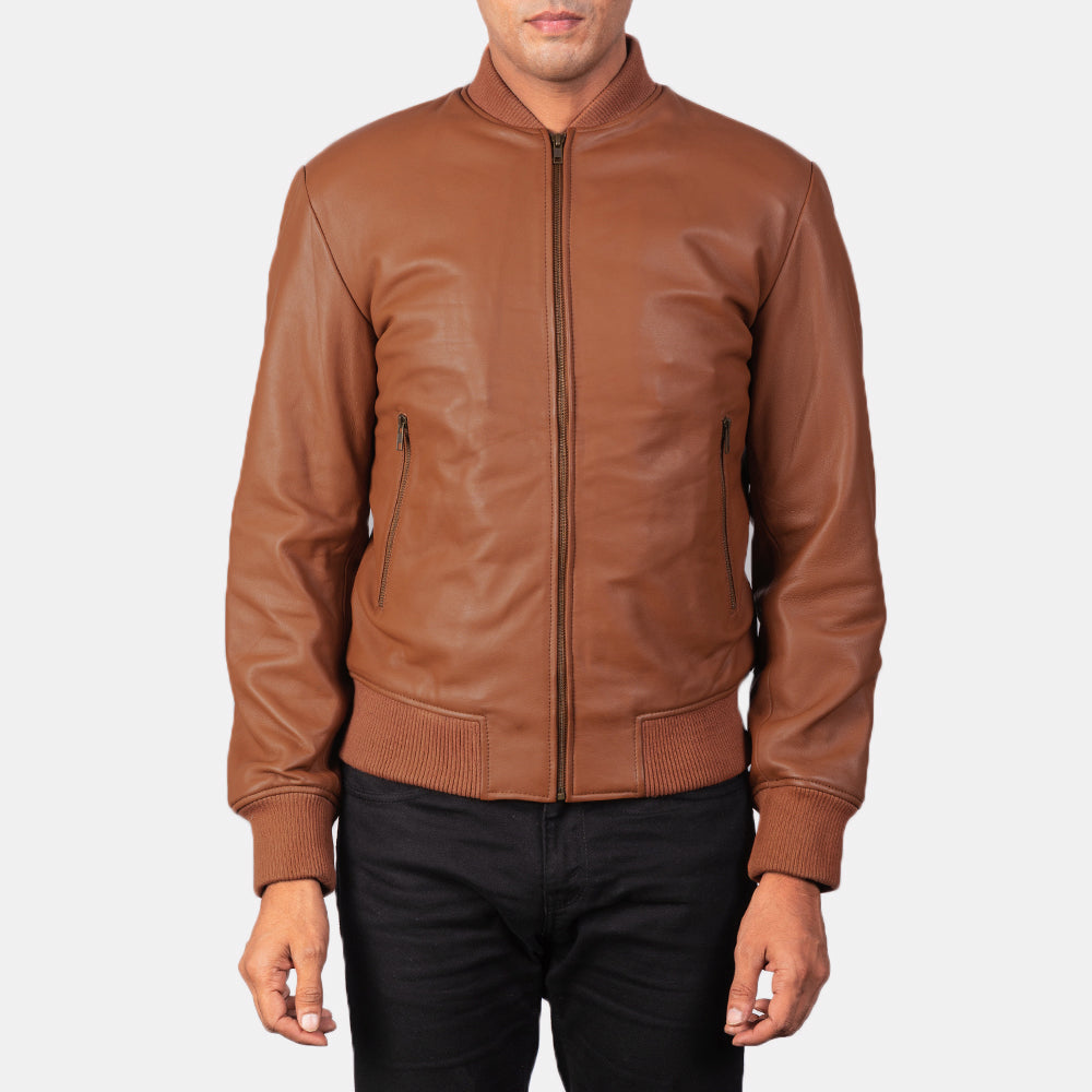 Men's Shane Brown Leather Bomber Jacket