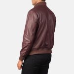 Men's Shane Maroon Leather Bomber Jacket