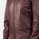 Men's Shane Maroon Leather Bomber Jacket
